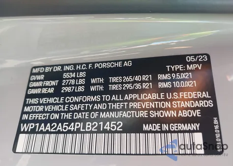 2023 Porsche Macan T из США, поврежденный, VIN WP1AA2A54PLB21452